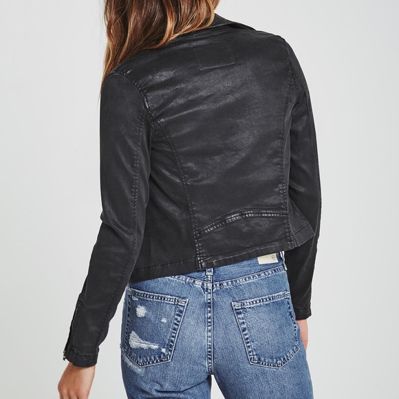 AG Adriano Goldschmied Biker Motorcycle Coated Jacket - Blackslick - Medium - Picture 6 of 12